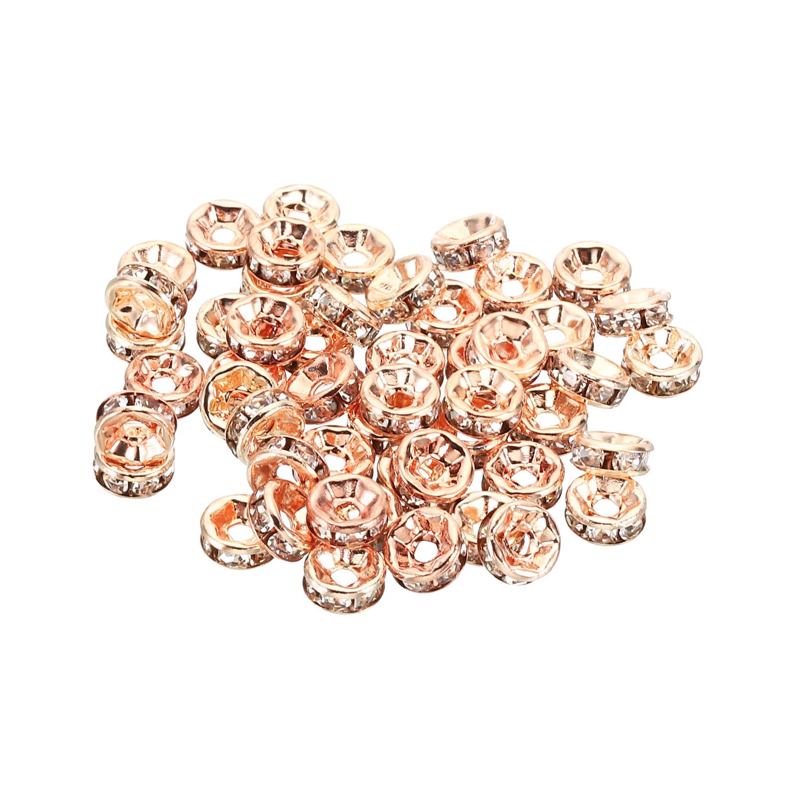 PATIKIL 6mm Spacer Beads, 100pcs Bead Spacers Rondelle Spacer Beads Rhinestone Small Round Bulk Glass Beads Crystal for Making DIY, Rose Gold