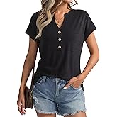 EasyGala Womens V Neck Cap Sleeve Tops Summer Casual Short Sleeve Shirts Loose Fit Basic Work Tee Trendy Clothes 2025