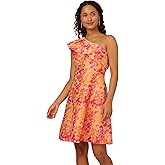 Adrianna Papell Womens One Shoulder Jacquard Dress