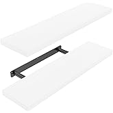 AMADA HOMEFURNISHING Floating Shelves Large, 24 x 7 Inch Wall Shelves for Bathroom, Bedroom, Kitchen, Shelves for Wall Decor Set of 2, White - AMFS06