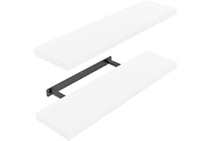 AMADA HOMEFURNISHING Floating Shelves Large, 24 x 7 Inch Wall Shelves for Bathroom, Bedroom, Kitchen, Shelves for Wall Decor Set of 2, White - AMFS06
