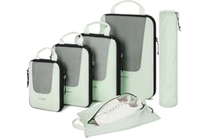 BAGSMART Compression Packing Cubes for Travel, 6 Set Travel Packing Cubes for Suitcases, Compression Suitcase Organizer Bags Set for Travel Essentials, Lightweight Packing Organizers