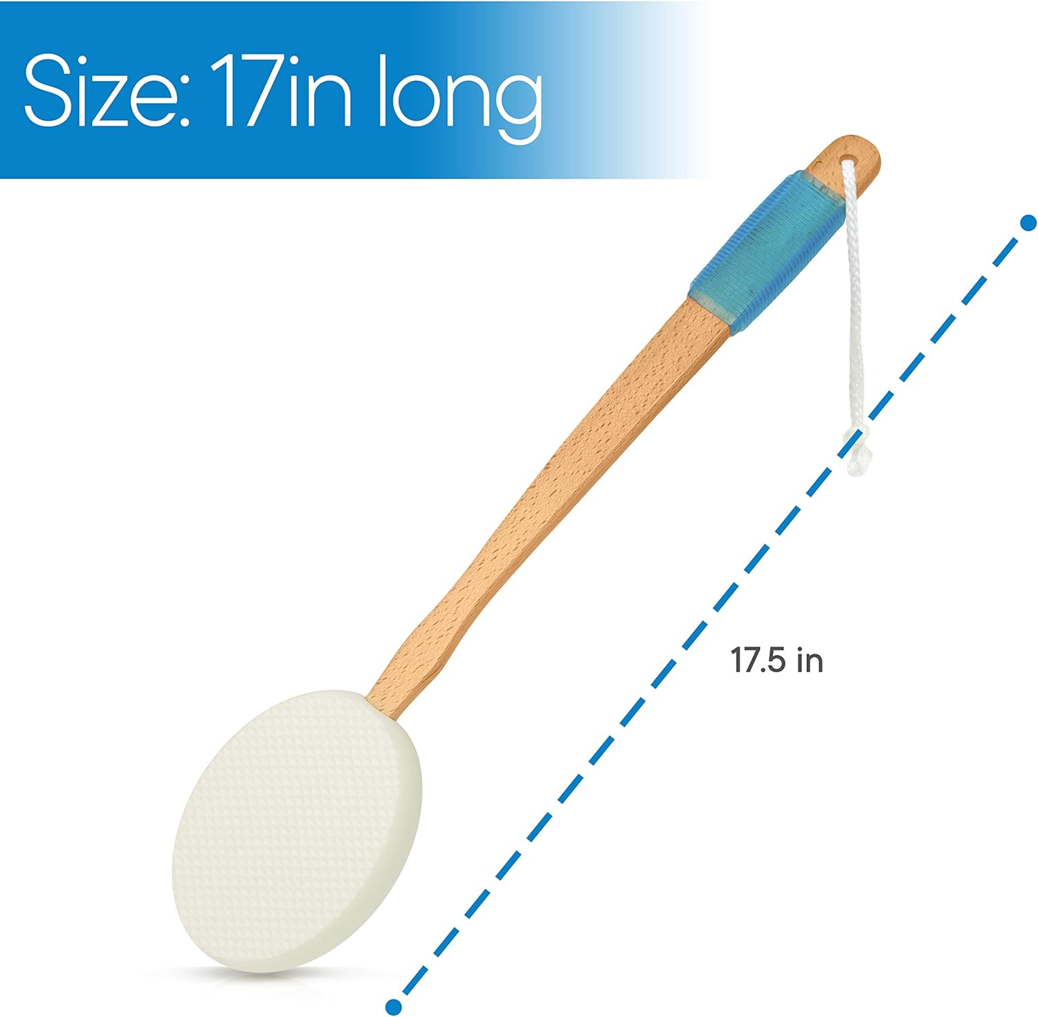 RMS 17.5" Long Lotion Applicator with 4 Pads - Long Handle for Easy Reach and Self Application of Body Wash - Shower Brush for Both Men and Women (Travel Bag Included): Health & Personal Care