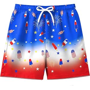 Ithalt Boys 4th of July Swim Trunks 250 Anniversary USA Swimsuits American Flag Beach Swimsuit Toddler Swim Shorts