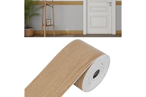 Crystalberry PVC Waterproof Border Wall Decor, Peel and Stick Bathroom Mirror Frame Border Sticker, Self Adhesive Wall Border Covering for Bedroom Living Room Kitchen Bathroom (Yellow Oak Grain, 10M)