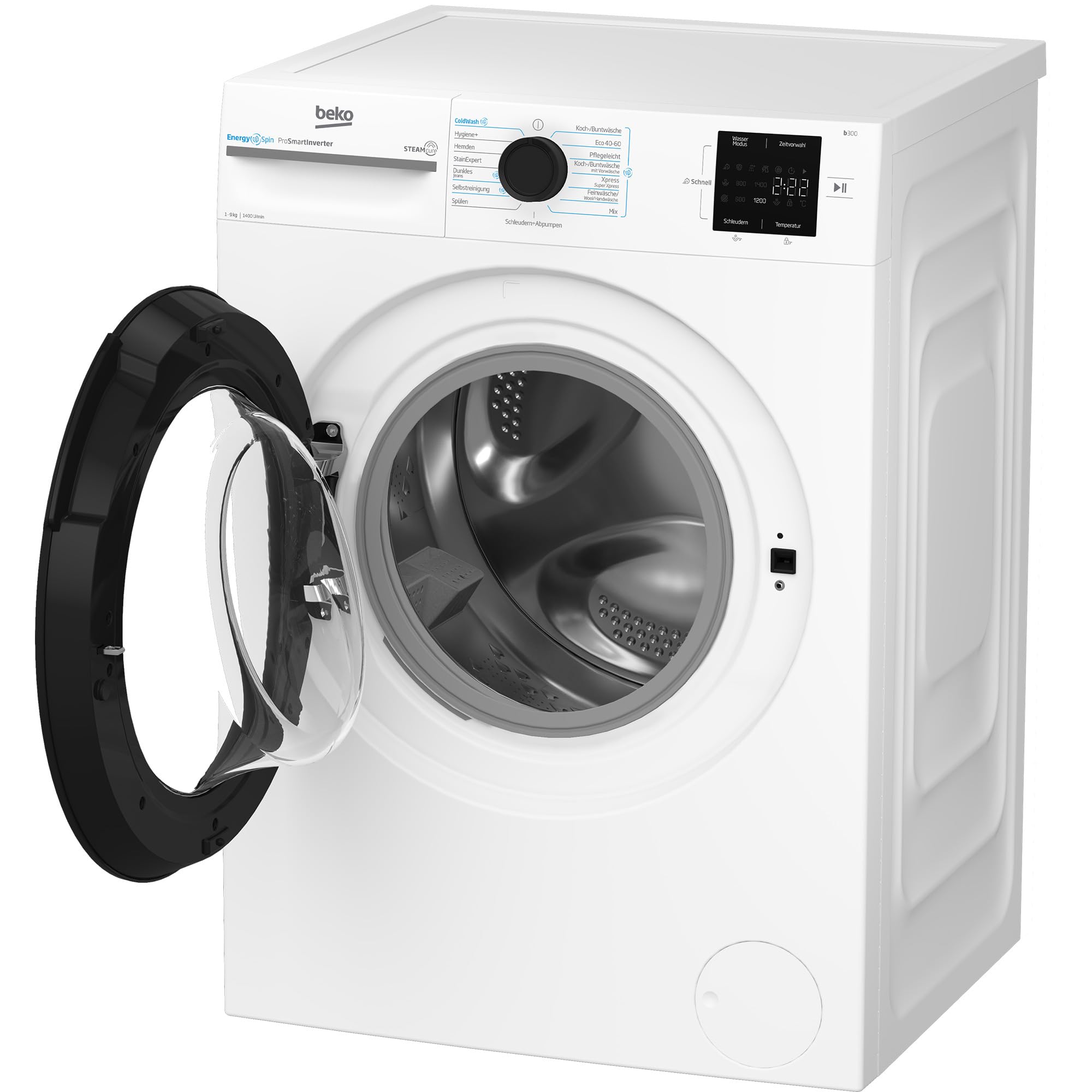 Beko BM3WFU3941X freistehende Waschmaschine, Waschvollautomat, 9 kg, EnergySpin, Schleuderwahl 1400 U/min, Hygiene+ allergikergeeignet, Coldwash Wasser-& Zeitersparnis, Weiß 4