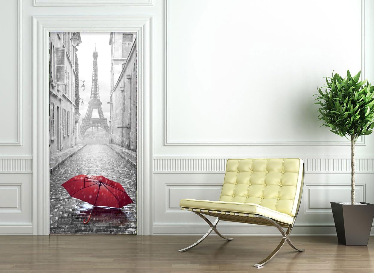 Self-Adhesive Door Stickers Eiffel Tower and Umbrella Wall Decoration for Bedrooms and Living Rooms 204 x 83 cm - Image 3
