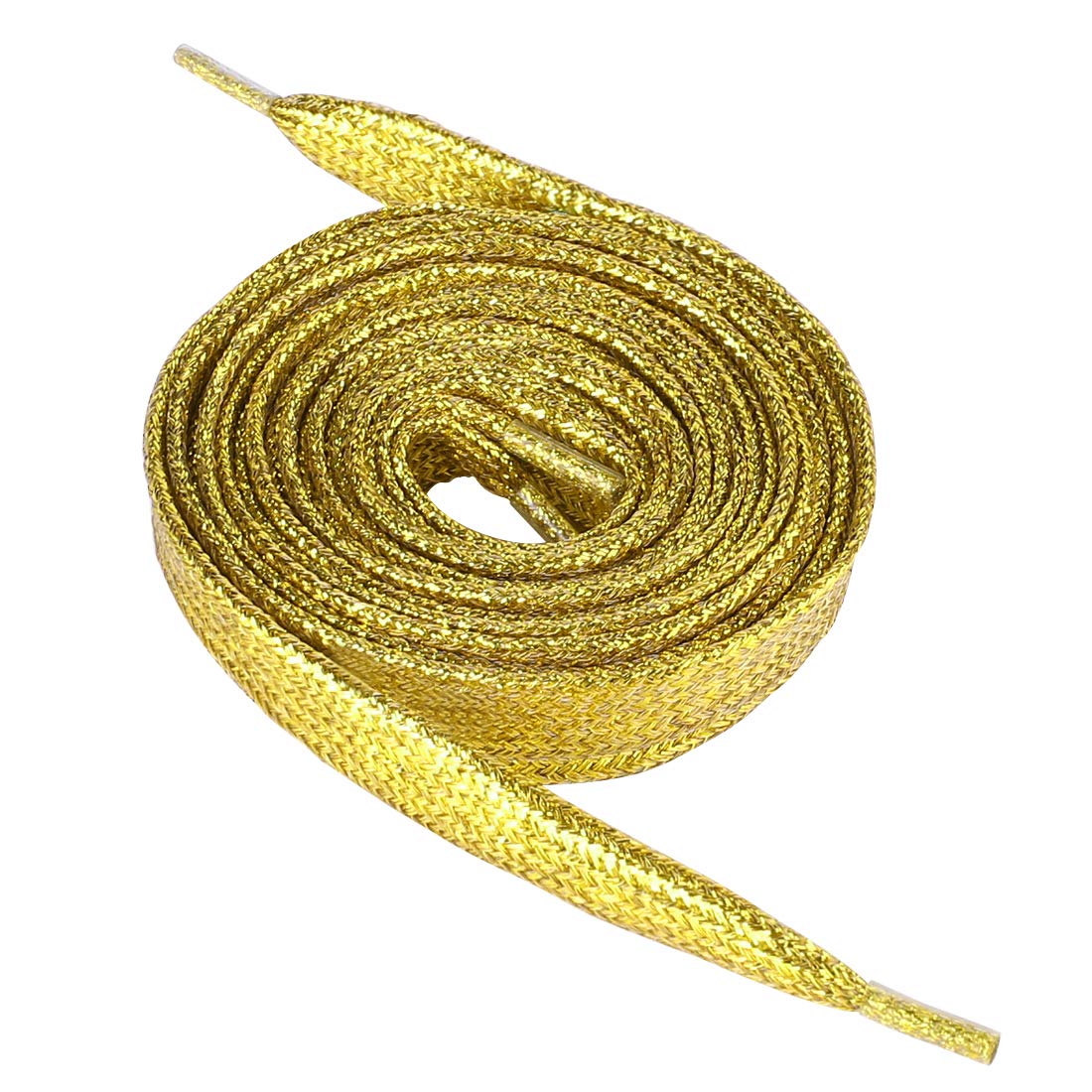 sourcing map Glitter Shiny Metallic Flat Replacement Shoelace Shoe Laces Strings for Sneakers Gold 113CM