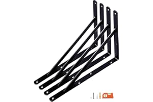 NEODROP 4-Pack 18 Inch Heavy Duty Shelf Brackets, Thicken Wall Bracket for Garage Floating Storage Shelves, Black Powder-Coated Steel