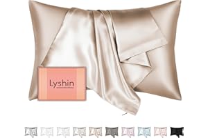 LYSHIN Mulberry Silk Pillow Cases King Size with Hidden Zipper, Ultra Smooth and Soft Breathable Cooling Silk Satin Pillowcase for Hair and Skin, Gifts for Women Men (Champagne, 20x36 Inches, 1 Pack)