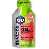 GU Energy Roctane Ultra Endurance Energy Gel, Vegan, Gluten-Free, Kosher, and Dairy-Free On-The-Go Sports Nutrition for Running, Biking, Hiking or Skiing, Strawberry Kiwi (24 Packets)