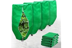 ERTIUANIO Plant Covers Freeze Protection 4 Packs 47" x32" Winter Rounded Top Frost Cloth Plant Covers Freeze Protection for Outdoor Plants with Zipper and Drawstring