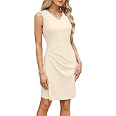 GRACE KARIN Women Wear to Work Sleeveless V-Neck Ruched Bodycon Wrap Office Party Cocktail Pencil Dresses