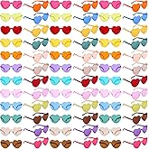 72 Pairs Heart Shaped Sunglasses, Candy Color Rimless Glasses Trendy Transparent Sunglasses Eyewear Party Supplies Boys Girls Teen Adults