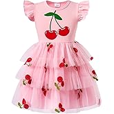 Little Girls Tulle Tutu Dress Toddler Summer Ruffle Sleeve Fluffy Tiered Dress Kids Birthday Party Outfits 2-7 Years