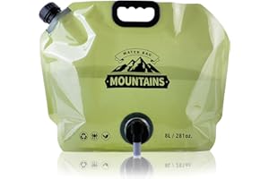 Coipdfty Water Jug Camping 2.1 Gallon Collapsible with Spigot, BPA Free Portable Water Pouch Foldable Water Bags for Outdoor Hiking, Travel and Emergency & Water Storage Containers (Green-1Pcs)
