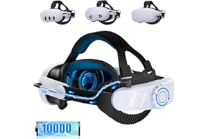 NINJAPLUSOX VR Head Strap Compatible with Meta Quest 3/3S/2, Adjustable Elite Strap Replacement with 10000mAh Rechargeable Battery for Quest 3 Head Strap,Enhanced Comfort Extend Playtime VR Accessories