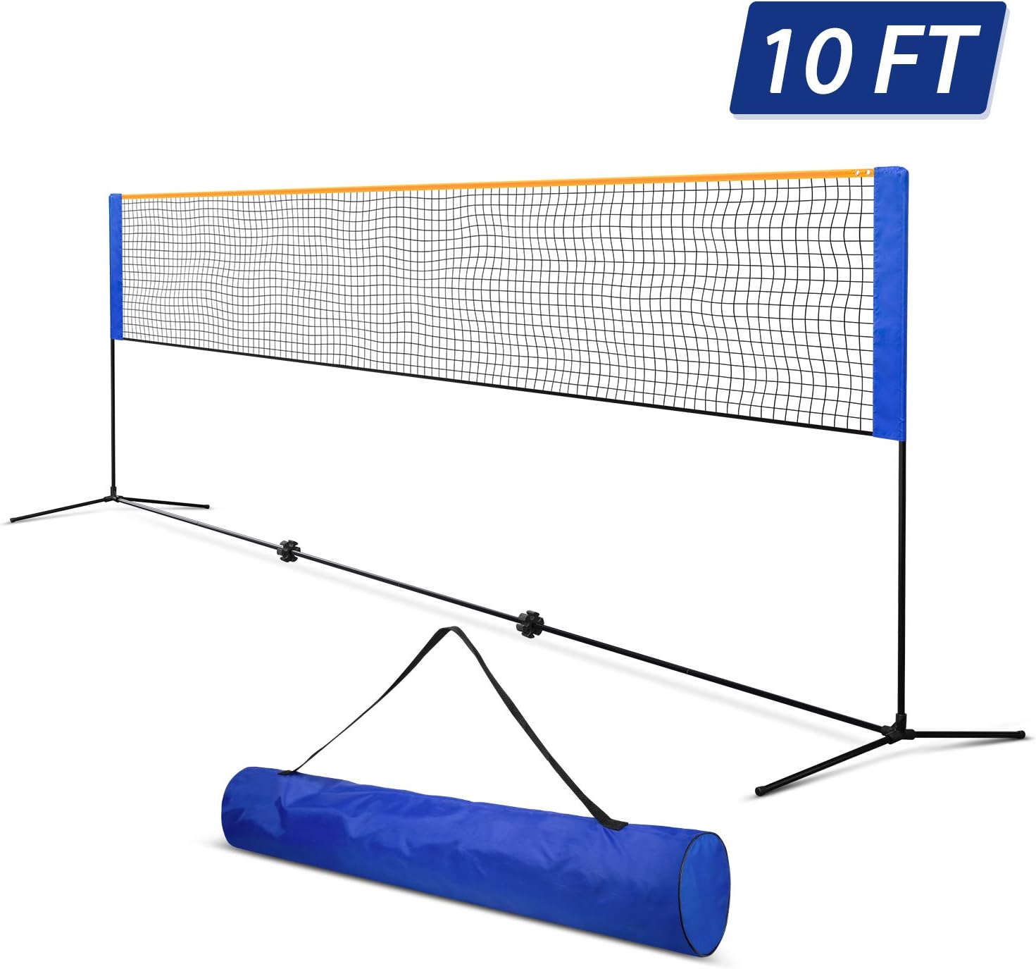 ORIENGEAR 10ft Portable Badminton and Tennis Net with Poles Carrying Bag Height Adjustable 34¡± to 61¡± for Kids Volleyball Pickleball Indoor Outdoor Backyard : Sports & Outdoors