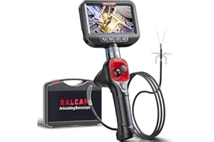 Ralcam 360° Articulating Borescope, 6.2mm/0.24in Slim Probe, Joystick 4 Ways Endoscope Inspection Camera with Light, 3.3 FT Flexible Snake Tube for Automotive, HVAC, Mechanics