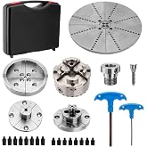 PER4MANCE 4 Inch Wood Lathe Chuck Set, 5 Jaws Including 10" Aluminum Jaw, M33 to 1"-8TPI Adapter, Complete Woodturning Chuck for Bowl Turning and Spindle Work