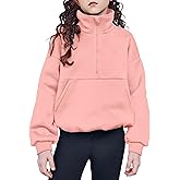 Arshiner Girls Half Zip Sweatshirt with Drawstring Hem Fleece Quarter Zip Pullover Sweatshirts Fall Clothes for Teen Girl