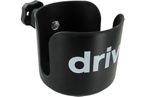 Drive Medical Universal Clamp-On Cup Holder For Walker, Rollator, & Wheelchair, 3 x 3 Inch, Black