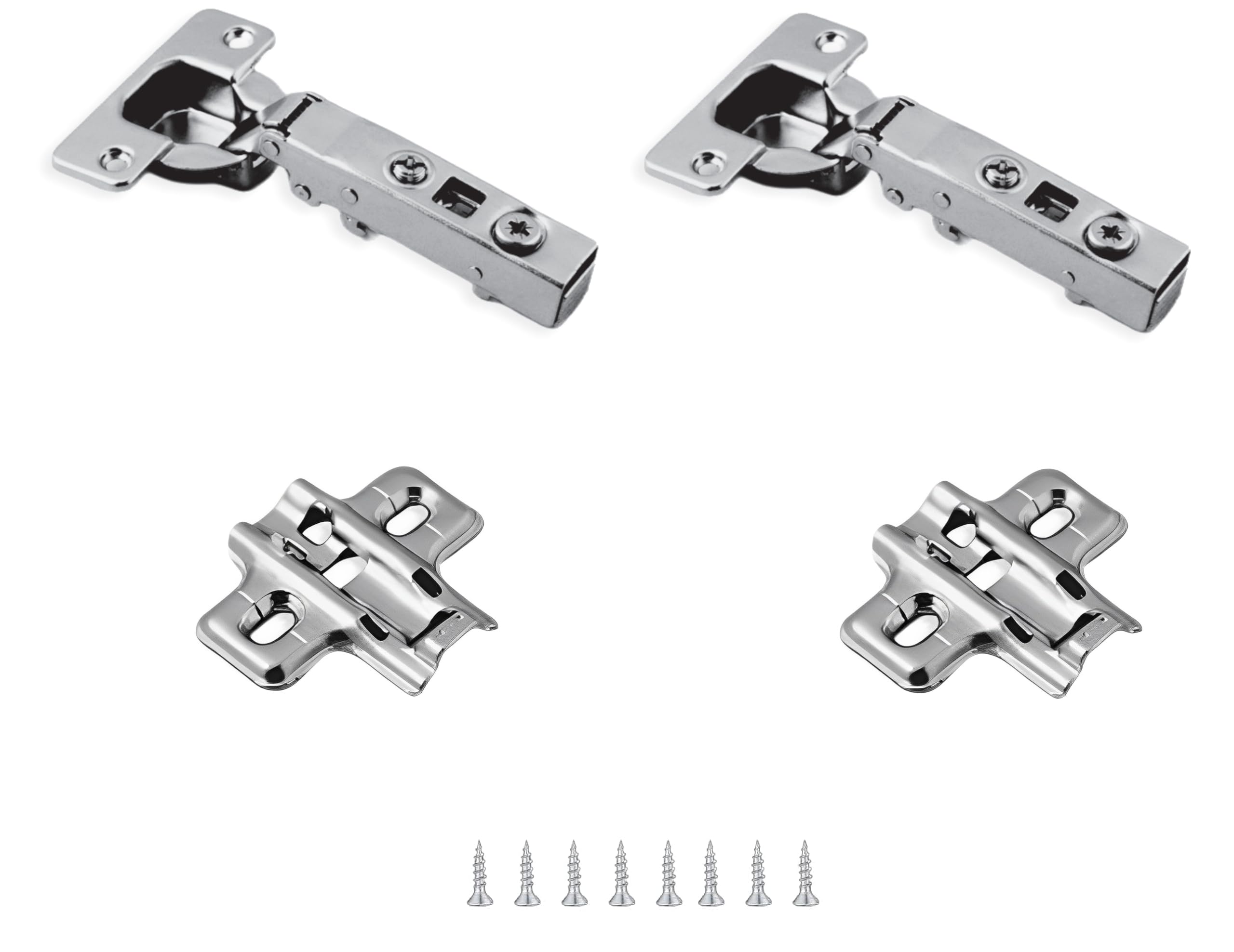 Bricoleva.it Kit of 2 Cushioned Hinges – Soft Closing, Adjustable Base, Alloy Steel, Contemporary Style, White, Unfinished