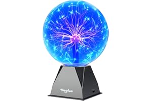 Theefun Blue Plasma Ball: 8 Inch Huge Plasma Globe Christmas Gifts Touch & Sound Sensitive Plasma Ball Lamp Electric Ball Lightning Novelty Light for Parties, Home, Prop, Room Decoration
