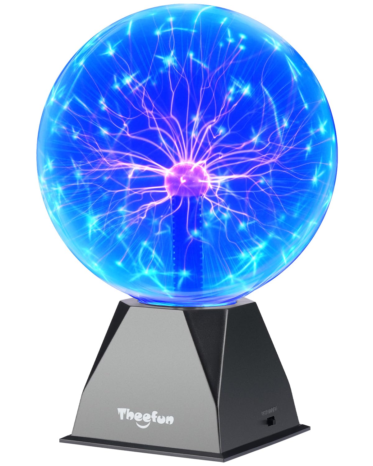 Theefun Blue Plasma Ball: 8 Inch Huge Plasma Globe Birthday Gifts Touch & Sound Sensitive Plasma Ball Lamp Electric Ball Lightning Novelty Light for Parties, Home, Prop, Room Decoration Image