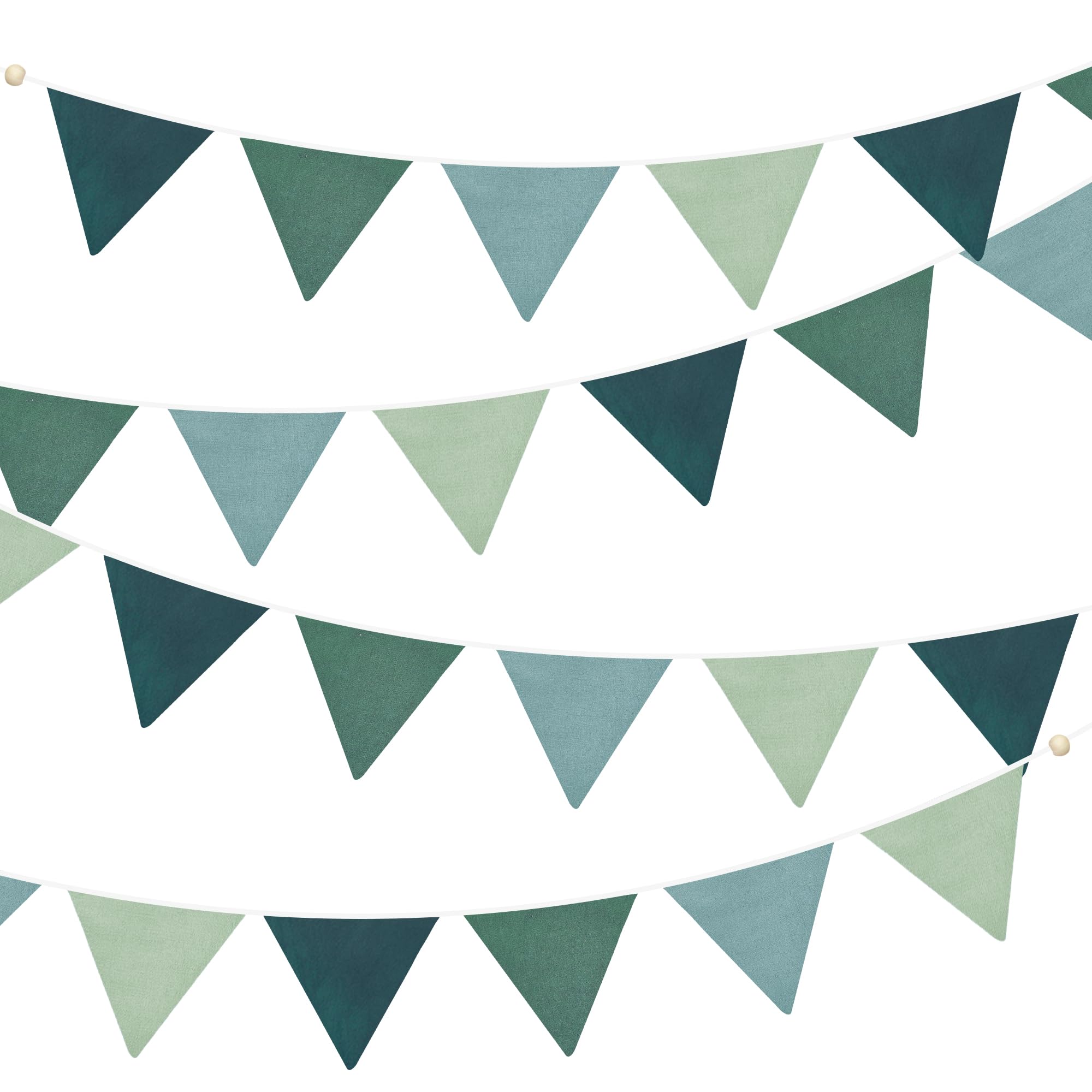 Photo 1 of 2 Sets of Gradient Dark Green Pennant Banner 24Pcs Nursery Garland Flags Sage Green Fabric Linen Triangle Streamers for Baby Room Decor Kids Jungle Safari Birthday Baby Shower Boho Party Decorations