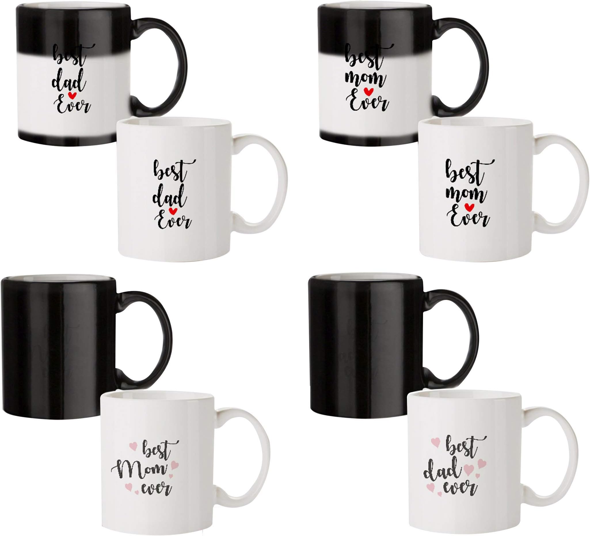 MOTIVATE BOX India,Best dad Ever, for Your Best mom Designed 4 Magic Mugs(330 ml) (Design Appears with hot Fluid)