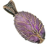 Copperie Tree Of Life Natural Gemstone Pendant Copper Wire Wrapped Jewelry Necklace