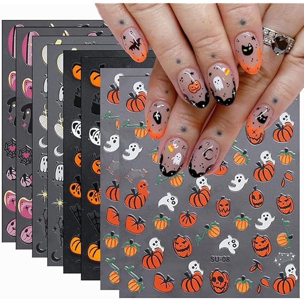 Allydrew Halloween Nagelsticker | 3 Bögen Mit Gruseligen Motiven | Einfach Aufzukleben & Zu Entfernen