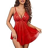 Avidlove Sexy Lingerie for Women Lace Babydoll Chemise V Neck Mesh Nightwear Boudoir Outfits