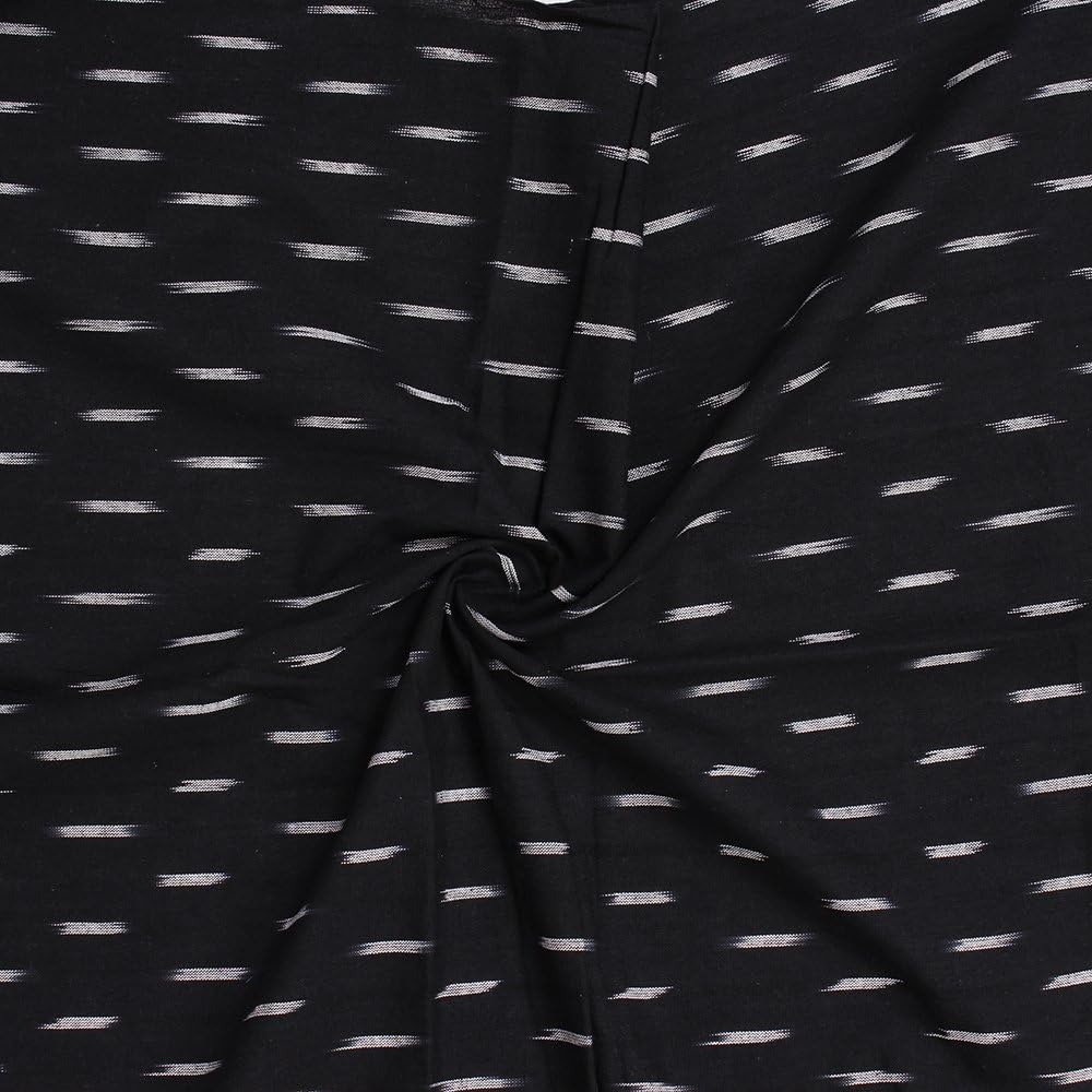 Shopolics Black and White Zig Zag Pattern Ikat Fabric-12064 For Wedding, Festival, Party Wear, Dress Material (2.5 Yard)
