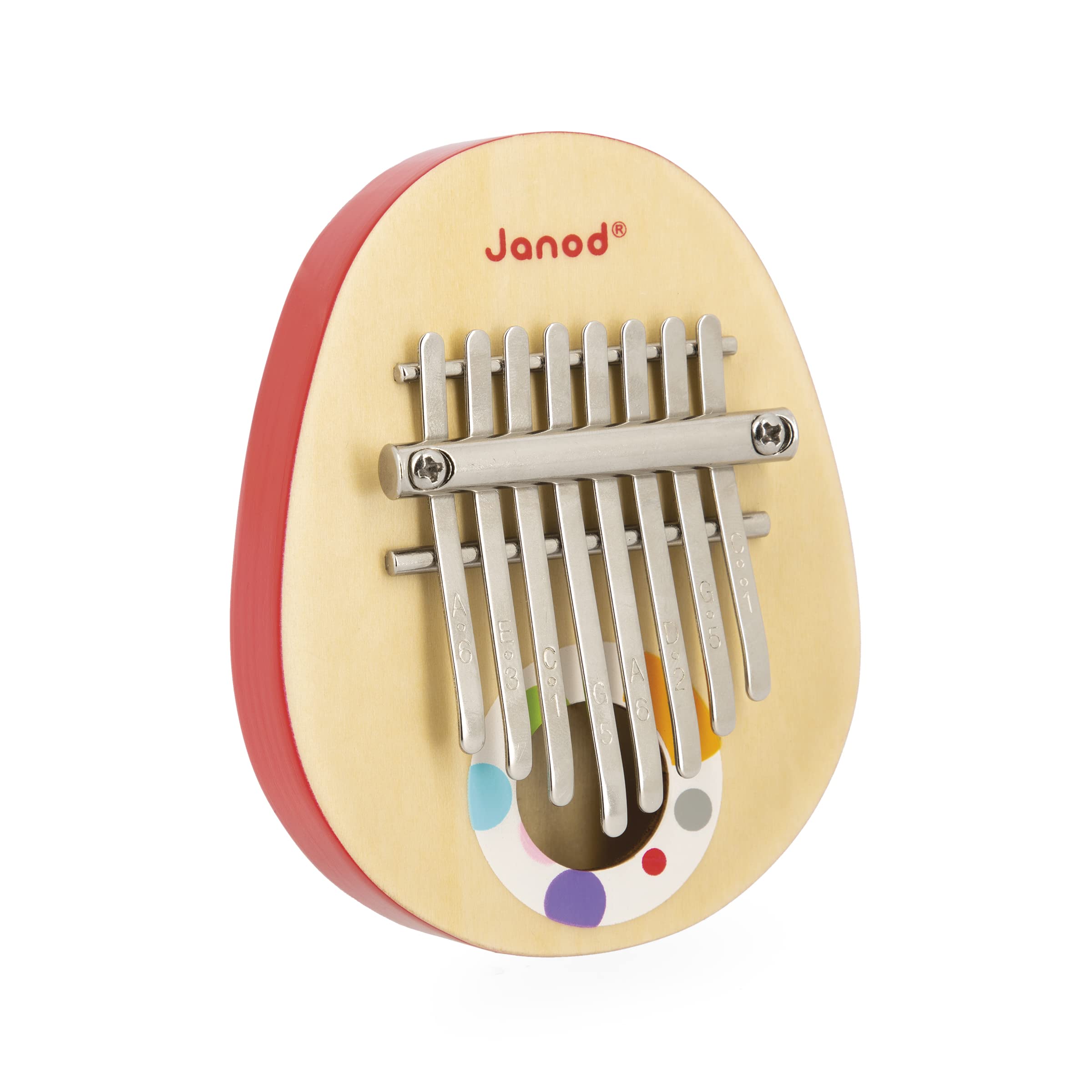 Janod - Confetti Wooden Kalimba - Pretend Play Musical Toy - 8 Metal Keys - Children’s Sooth-Sounding Kalimba - 3 Years +, J07642