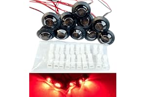 10Pcs Smoked Red 3Led 12V 3/4'' LED Marker Clearance Lights Chicken Round Trailer Side Marker Signal Lamp Bullet Lights for C