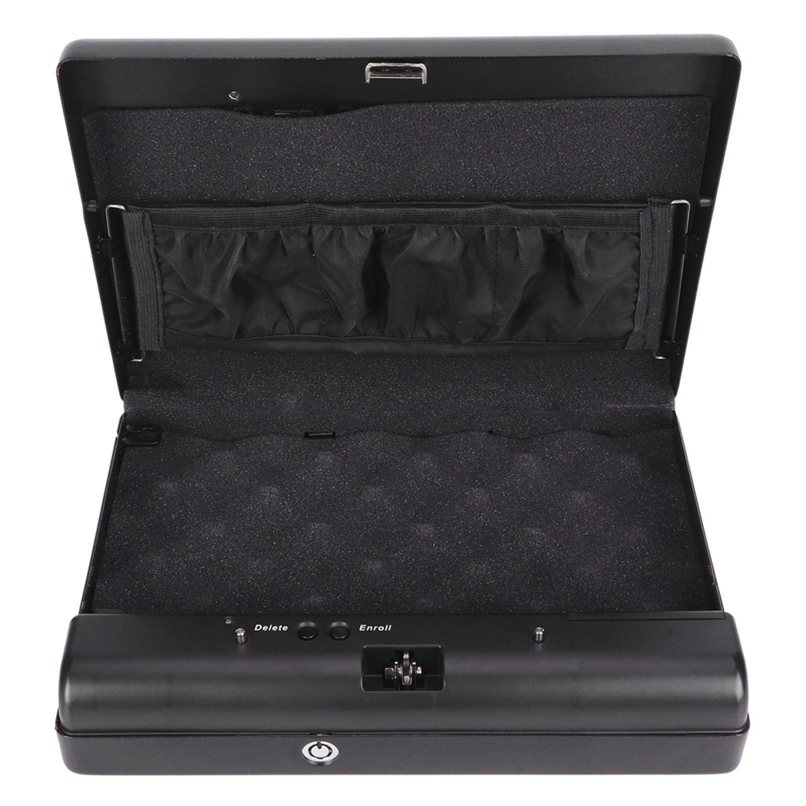 Biometric Fingerprint Safe – Portable -Duty Steel for Handguns, Cash & Valuables with Quick-Access Touch ID, Backup Keys -Theft Locking Design