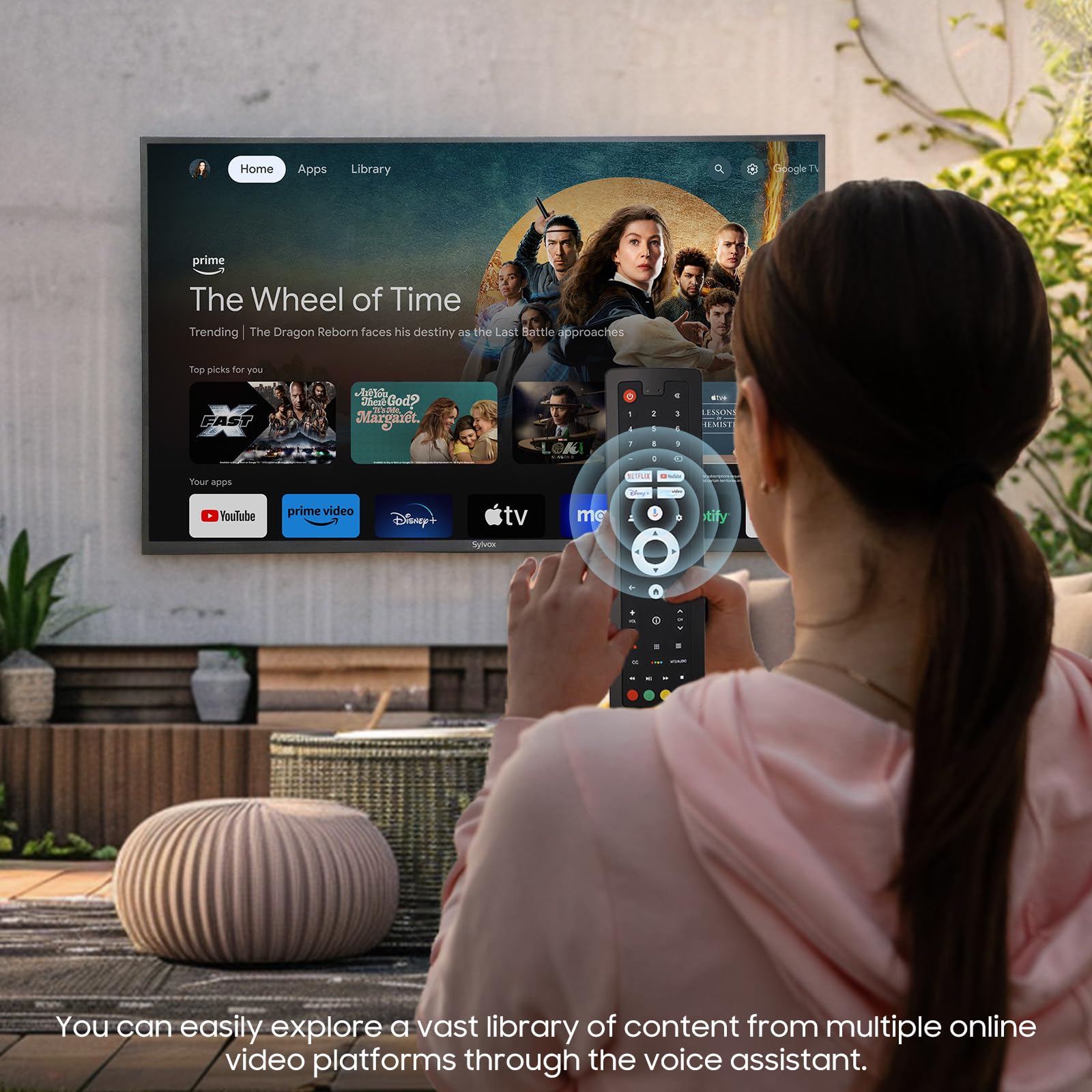 SYLVOX 50 Inch Outdoor Smart Television Weatherproof Google TV, 4K 700NIT High Brightness Temperature Resistant IP55 Waterproof TVs, Anti-Scratch, Suitable for Partial Sun (Patio Series)