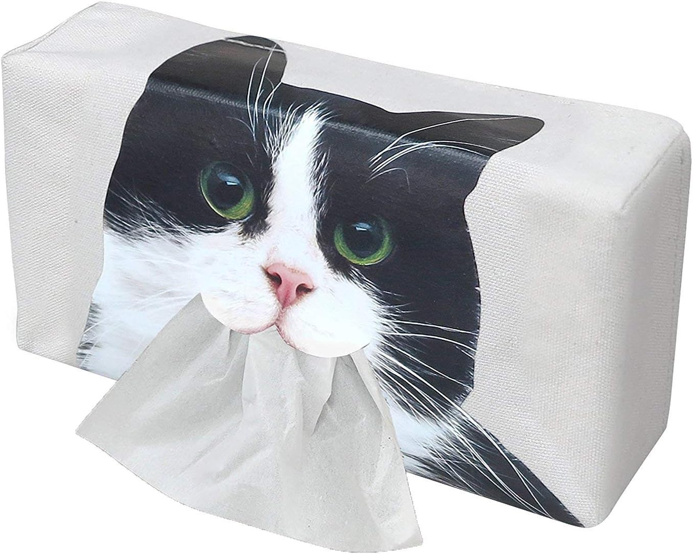 aoory Tissue Box Holder Soft Pack Black and White Cat Pattern Cuboid