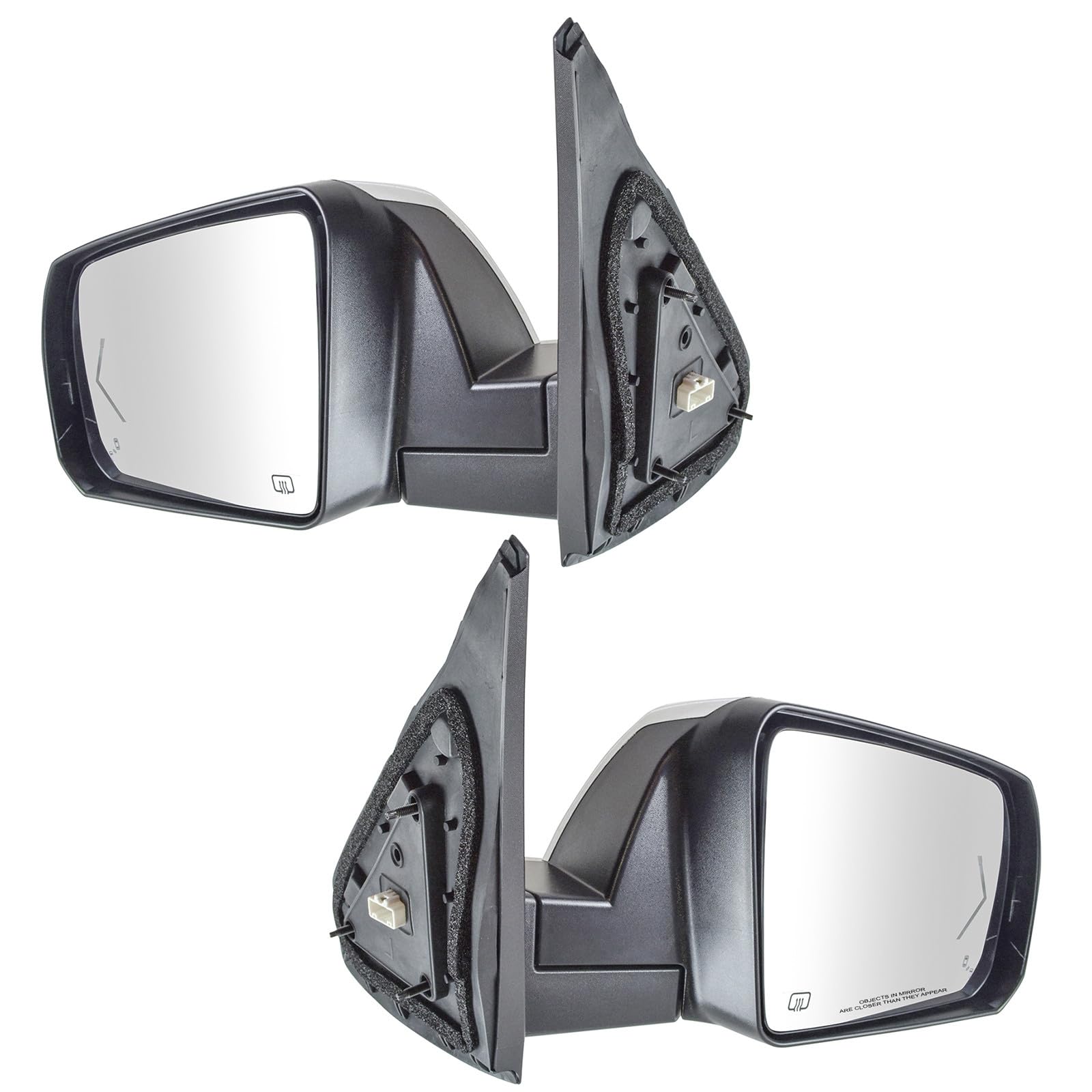 TRQ 2 Piece Driver and Passenger Side Mirror Assembly Set Electric Adjustment Heated Memory Chrome Compatible with 2014-2018 Toyota Tundra With Blind Spot Indicator TO1320307 TO1321307