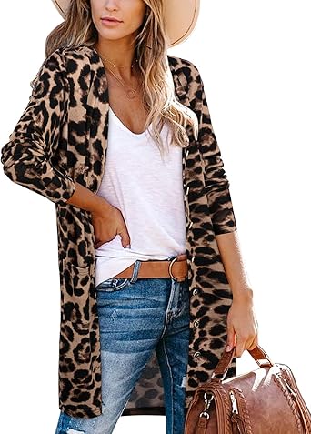 leopard print cardigan amazon