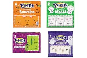 Smiling Sweets Halloween Peeps Variety, Ghosts, Monsters, Pumpkins and Skulls - 3 oz (Pack of 4)