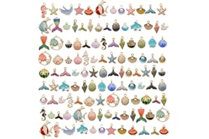 WOCRAFT 120pc Assorted Enamel Bracelet Marine Life Sea Ocean Charms for Jewelry Making Crafts DIY Necklace Bracelet Keychain Crafting Charms Kit (SN718)