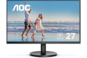 AOC 27B3HM 27" Full HD Monitor, 3-Sided Frameless & Ultra Slim Design, HDMI and VGA inputs, Lowblue Mode, Adaptive Sunc, VESA Compatible,Black