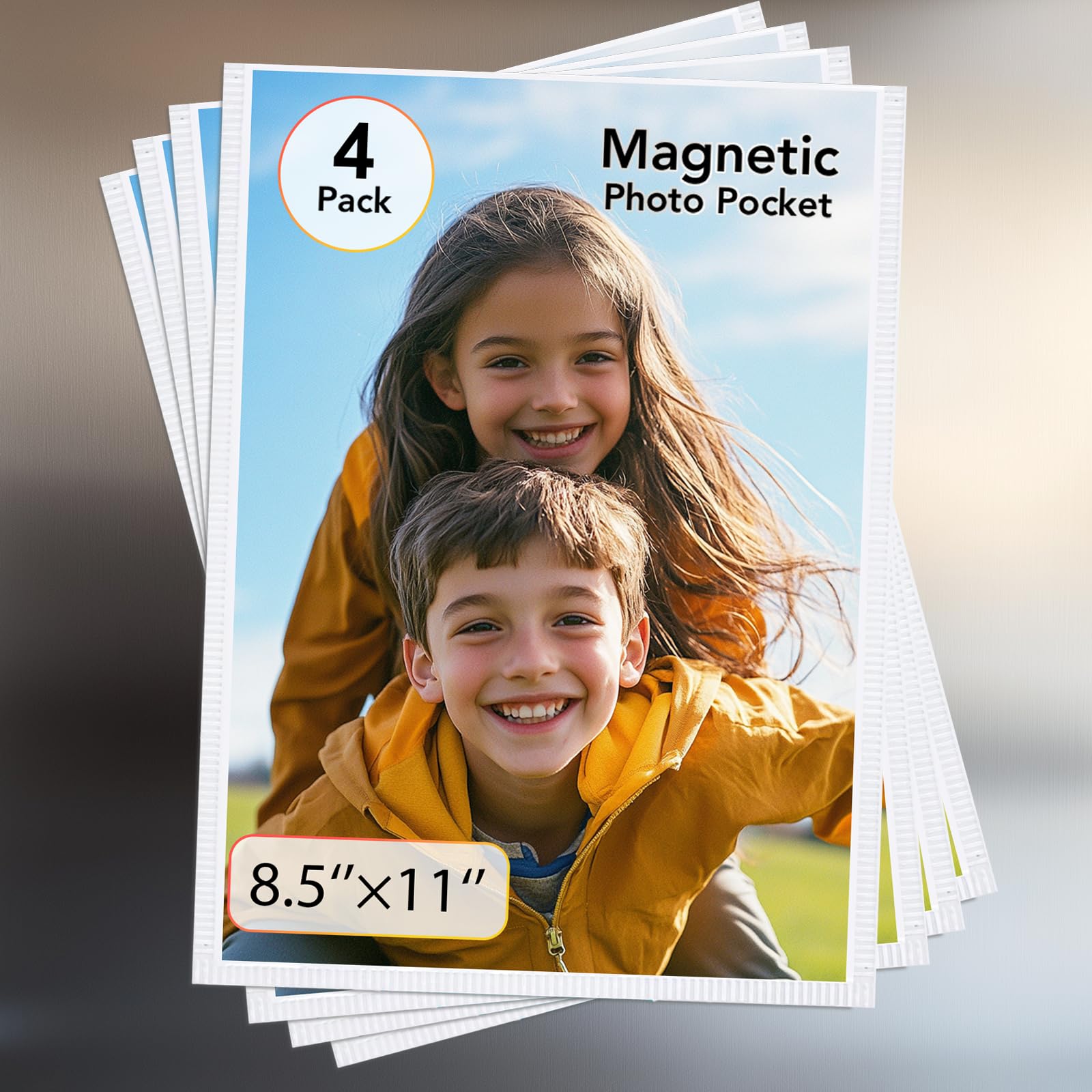 KKJCXY Magnetic Picture Frame, 4 Pcs Magnetic Picture Frames for Refrigerator 8.5x11, Magnetic Photo Frames with White Border, Refrigerator Magnets for Pictures Suitable Home, School, Office (white, 8.5X11-4PCS)
