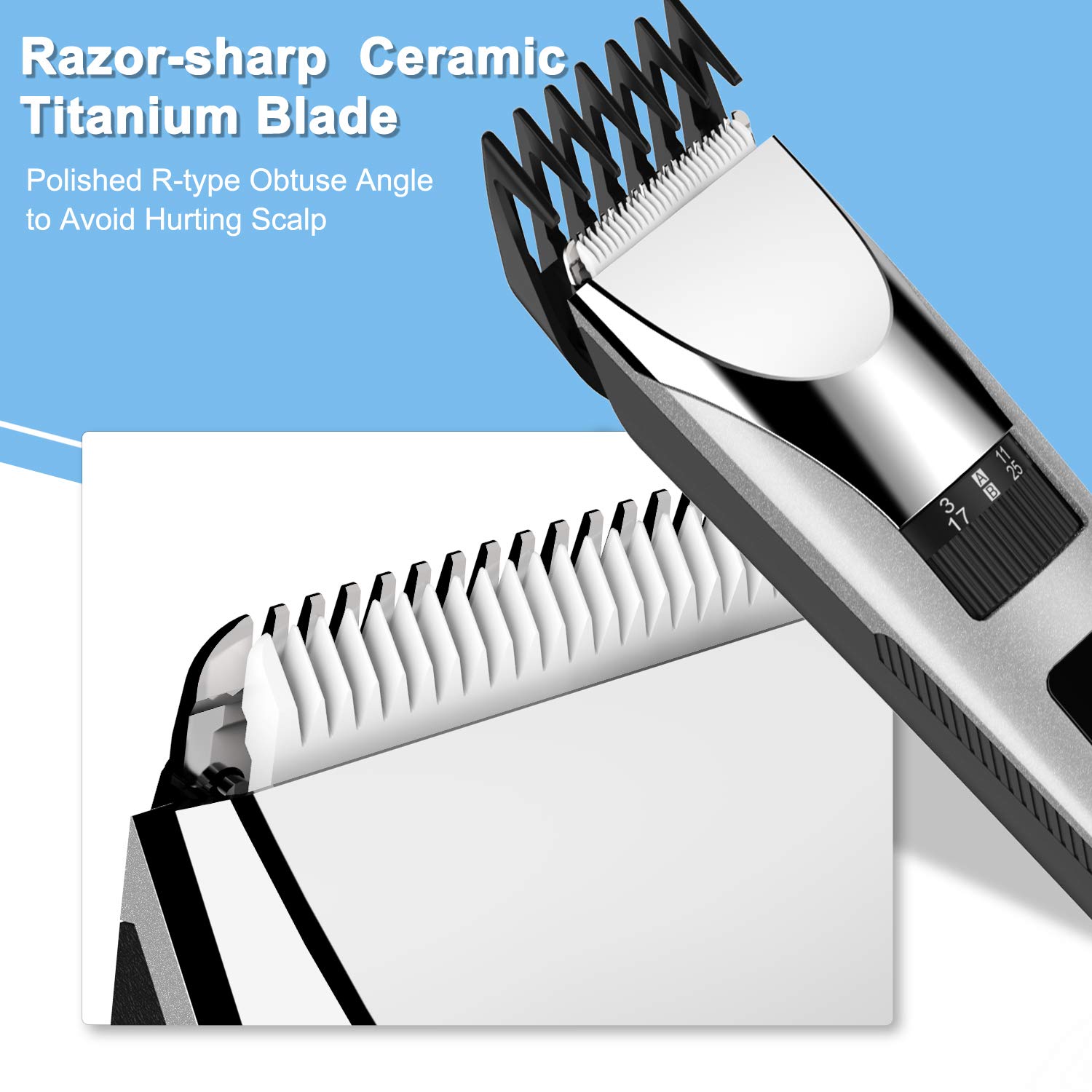 Paubea Electric Cordless Hair Clippers - All-in-One Adjustable Guide Combs at Home Haircut Machine Hair Cutting Tools Hair Trimmer Grooming Kit for Men: Beauty