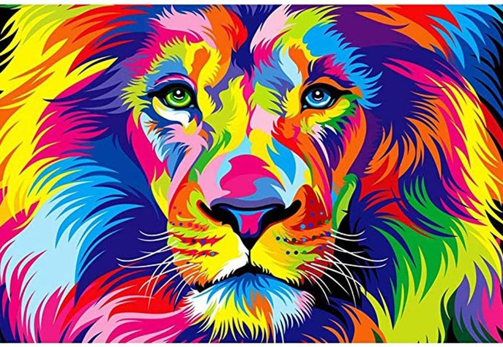 Jigsaw Puzzle,Develop Intelligence Fun Gift, Adult Difficult Wooden Puzzle Animal Puzzle Colorful Lion 300/500/1000/1500/2000 Pieces (Size : 300pieces)