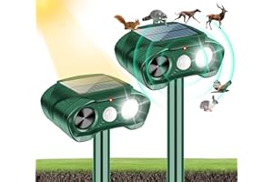 JAHY2TECH 2 Pack Ultrasonic Animal Repellent Cat Repellent Outdoor Solar Animal Repeller with Motion Sensor Strobe Light Animal Deterrent to Scare Away Dog Deer Squirrel Raccoon Coyote Skunk Repellent for Yard