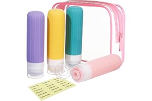 RONRONS Travel Bottles for Toiletries, Tsa Approved 3oz Travel Size Containers BPA Free Leak Proof Refillable Liquid Silicone Squeezable Travel Accessories for Shampoo Conditioner Lotion (4 Pack)